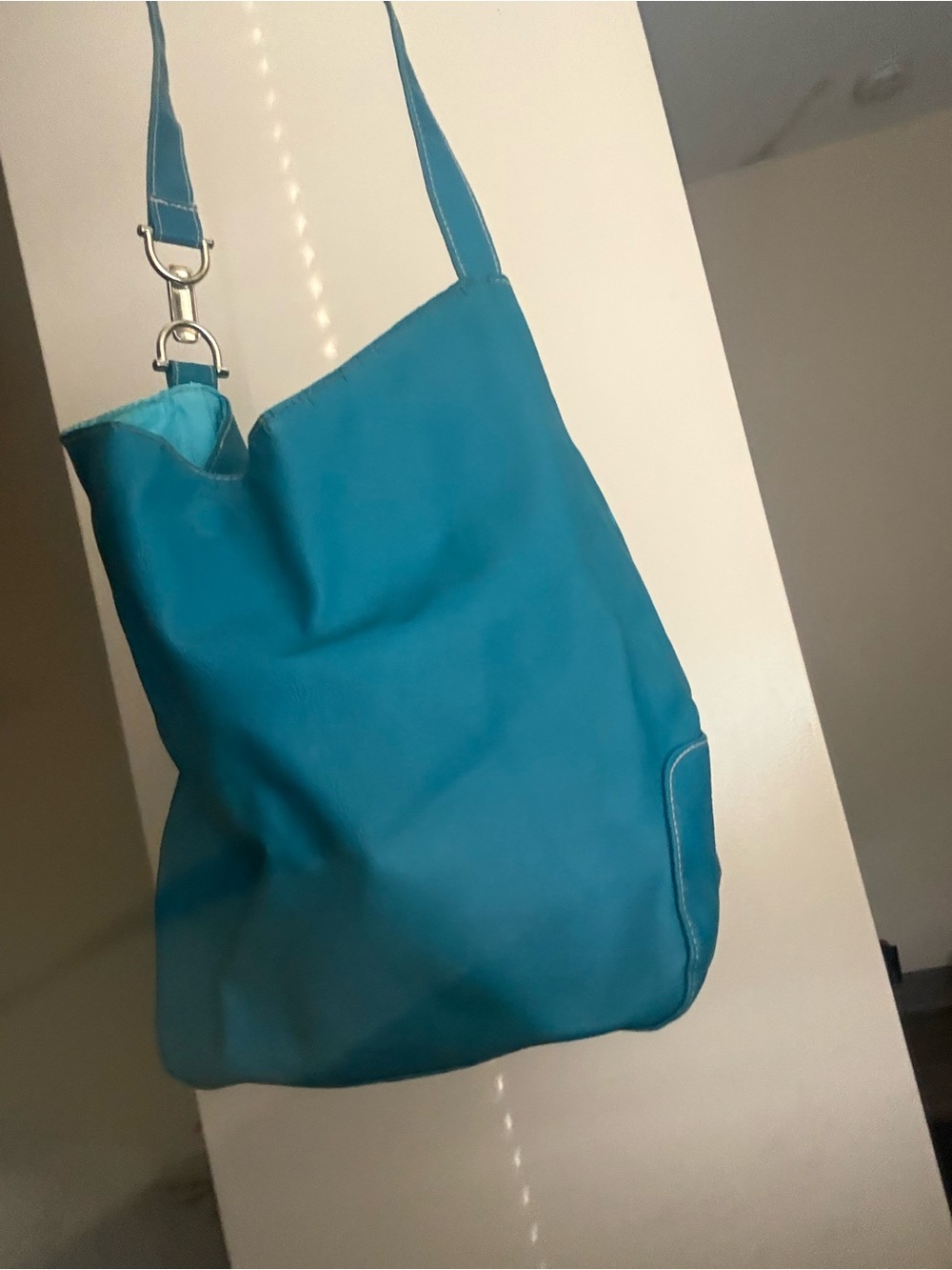 Avon Teal Shoulder Bag With Silver Hardware